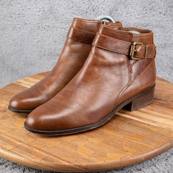 Karl Lagerfeld Paris Coffee Brown Leather Ankle Boots Booties Womens Size 6 - Picture 3 of 8